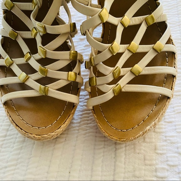Cream Gladiator Vince Camuto Leather Wedges - Picture 6 of 11